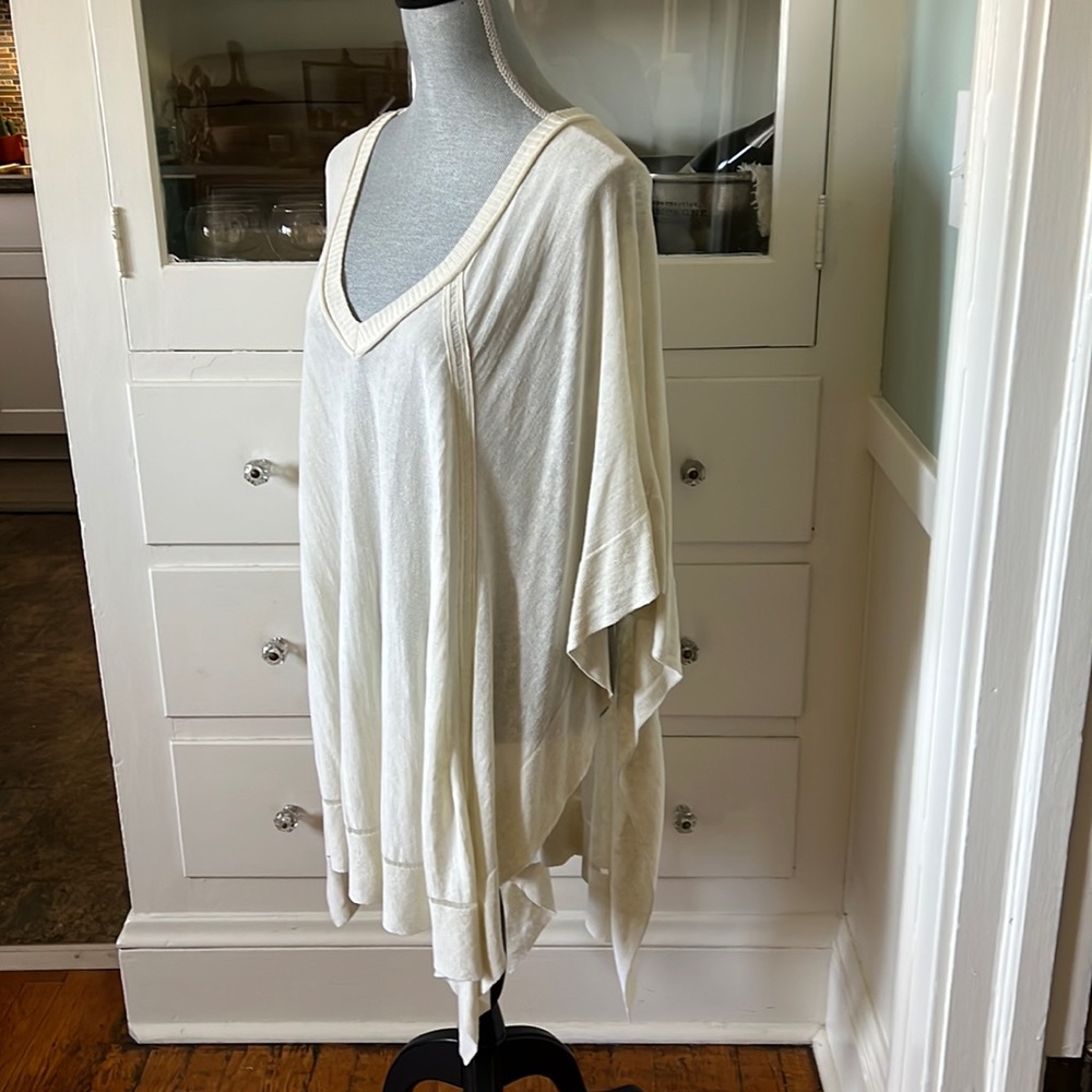 Hôtel Particulier off white linen blend poncho top